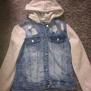 ashley vintage charm denim jacket with hood